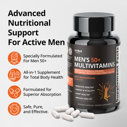 Men’s 50+ Multivitamin with Methylfolate, CoQ10 & Saw Palmetto