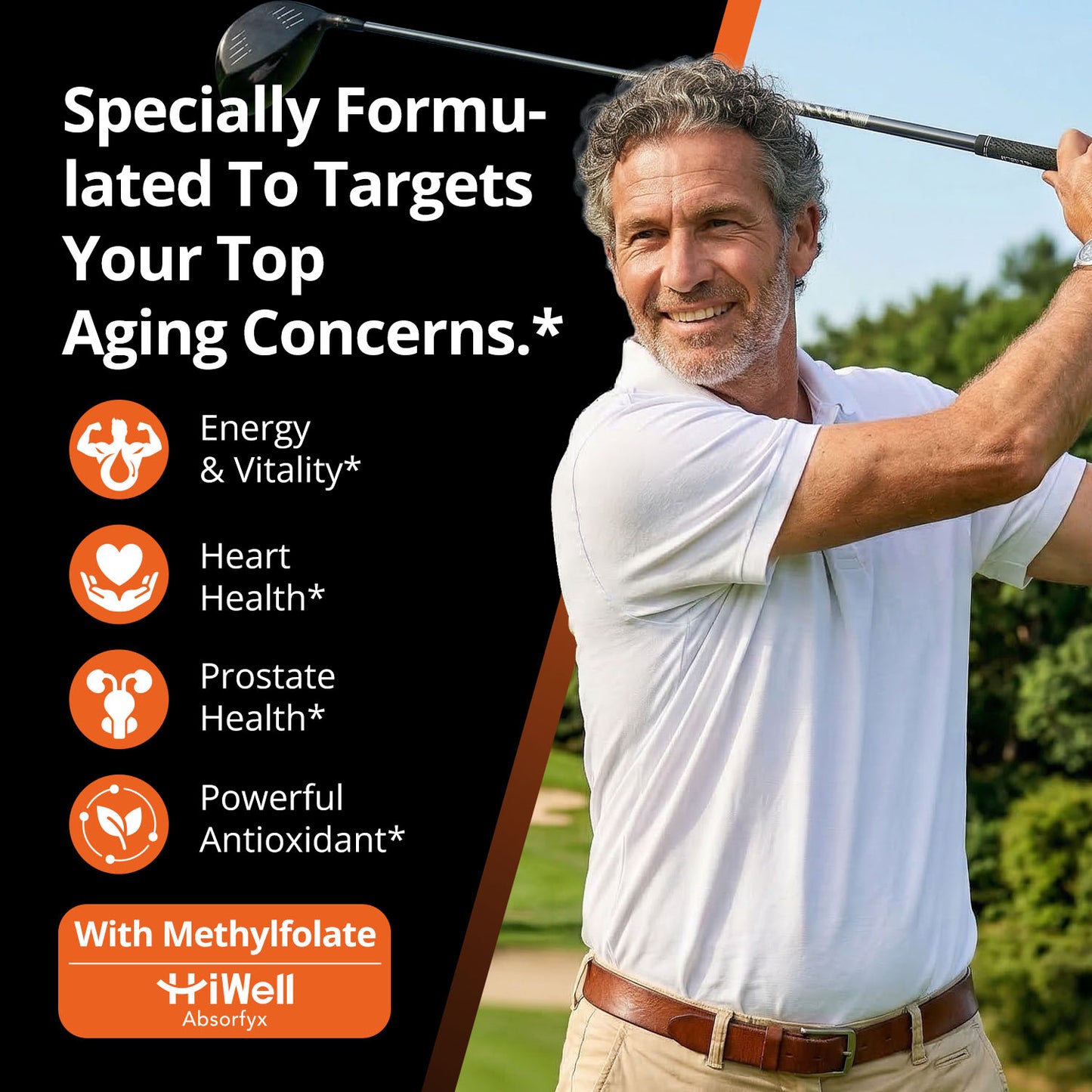 Men’s 50+ Multivitamin with Methylfolate, CoQ10 & Saw Palmetto