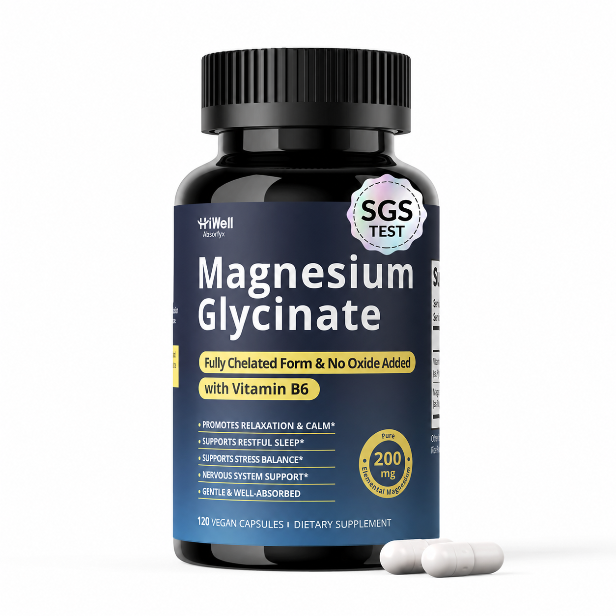 Magnesium Glycinate 200mg+B6, Sleep & Stress Support